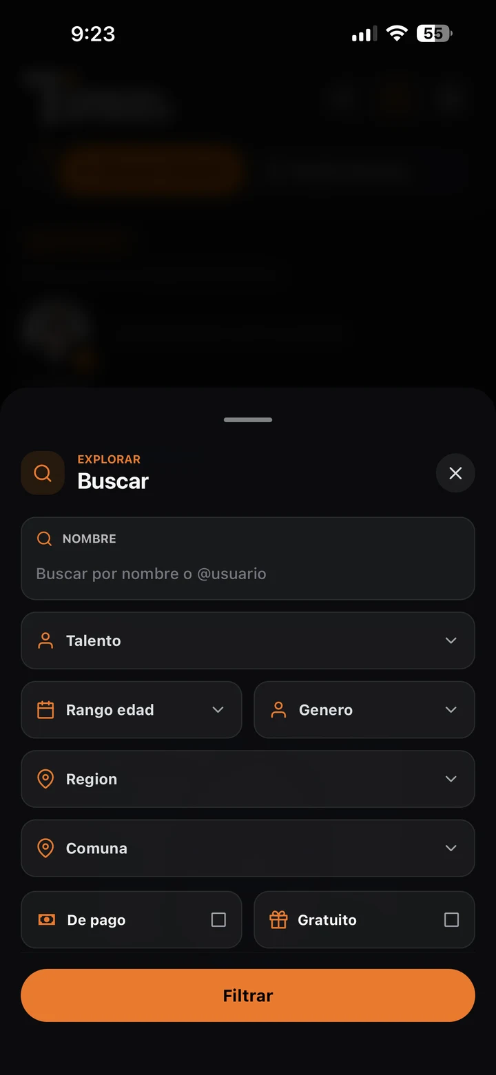 Filtros para buscar talento